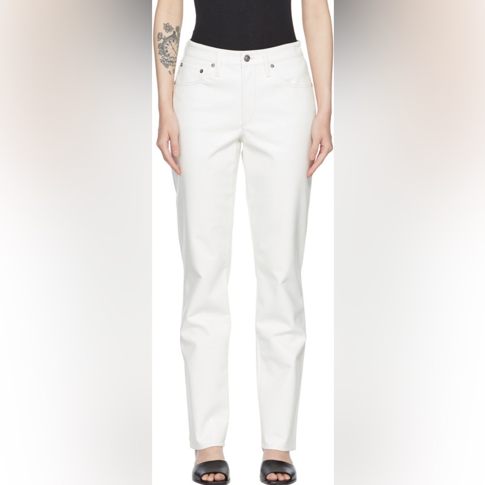 Agolde White Leather Pants
